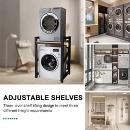 Wasmachine Droger Stapelkit - Wasdroger Opbergrek - Ruimte Besparen - In Hoogte Verstelbaar - 73 x 63 x 105 cm — thumbnail 2