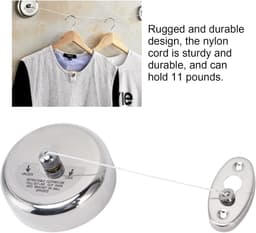 Intrekbare Waslijn - Waslijn Binnen - Kleding Drogen - Roestvrij Staal - 28 Meter - Zilver — thumbnail 3