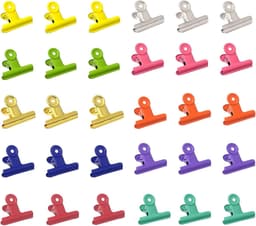 Bulldog clips 22 mm 30 stuks metalen scharnier briefklem multifunctionele clips voor foto's, levensmiddelenzak (10 kleuren) — thumbnail 1