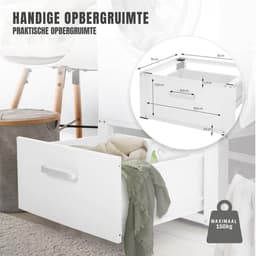 RUX® Wasmachine Verhoger - Wasmachine Verhoger met Lade - Wasmachine Sokkel Met Laadcapaciteit tot 150 KG - Wasmachine Kast - Wasmachine Ombouw – Wasmachineverhoger - ‎Wit- 63cm x 54cm x 32 cm; 9 kg — thumbnail 3