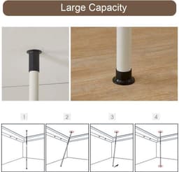 Telescopische garderobestand - inloopbaar kledingkastsysteem - vloer tot plafond - multifunctioneel - slaapkamer woonkamer - 80-139 cm. — thumbnail 4