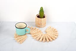 Halve Wasknijpers - Houten Knijpers - Creatieve Projecten - 200 Stuks - 73 cm - Beige — thumbnail 2