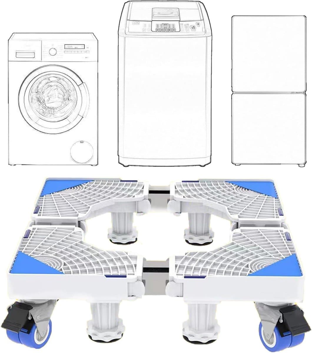 Wasmachine Verhoger - Wasmachine Opbouwmeubel - Wasmachine Sokkel - Anti Slip & Verstelbaar - Ook voor Droger, Koelkast en Vriezer - 300 Kg Draagkracht - 4 Poten en 4 Wielen - Hoogte 10 cm - van Imperatoris — afbeelding 1