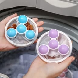 3-Pack Pluisfilters voor de Wasmachine – Haarvangers – Wasballen – Roze/Paars/Blauw – PP/Polyester — thumbnail 4