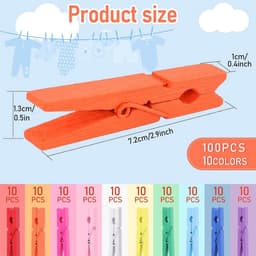 Houten Knijpers - Kleine Clips Decoratief - Foto's Ophangen - Niet-Markeren Tanden - 7 cm Lengte - Veelkleurig Set — thumbnail 4