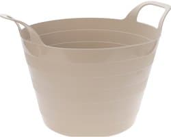 Excellent Houseware Flexibele wasmand - beige - 30 liter - kunststof - 54 x 37 cm - met handvatten