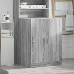 Wasmachinekast - Badkamerkast - Wasmachine opbergen - Dubbele deuren - 71x71.5x91.5cm - Grijs Sonoma — thumbnail 2