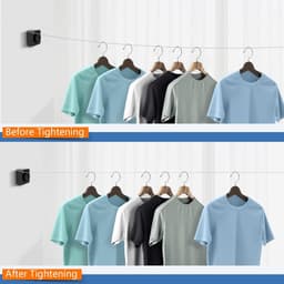Uittrekbare waslijn 4,8 m voor balkon en badkamer – Space-saving wandmontage wasoplossing — thumbnail 4