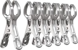 Knijpers - 6 stuks - Strandlaken Knijpers - Badlaken Clips - RVS - Handdoek Klemmen - Geschikt voor alledaagse kleding, strandhanddoeken, dikke kleding, badhanddoeken en beddengoed - 9×2.3cm - Zilver — thumbnail 1