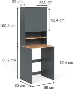 Wasmachinekast met Opbouw en Opbergruimte Badkamer Kast Anthraciet/Eiken — thumbnail 5