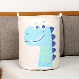 Wasmand / Speelgoedmand voor de slaapkamer (45 x 50 cm) — Waterdichte wasmand voor babykleding met handvatten, opvouwbare wasmand voor de babykamer, opbergmand (Dinosaurus-design) — thumbnail 4