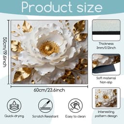 Beschermingsmat Wasdroger - Stofvrije Mat - Woonkamer Inrichting - Antislip Onderkant - 60 x 50 cm - Wit Goud — thumbnail 4