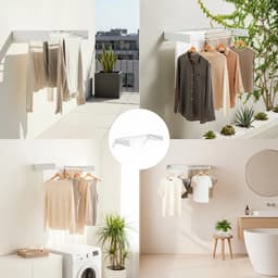 Wanddroogrek - Inklapbaar - Wasrek Hangend - Droogrek Muur - Wasrek Uitschuifbaar - Roestbestendig - Voor binnen en buiten - extra strak design - 80 cm — thumbnail 4