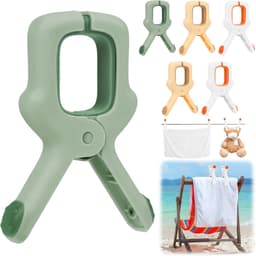 Wasknijpers - Set van 6 kleurrijke strandlakenklemmen - Grote plastic wasknijpers - Winddicht en gemakkelijk te gebruiken voor ligstoelen, ligstoelen, dekens en zwembadstoelen — thumbnail 2