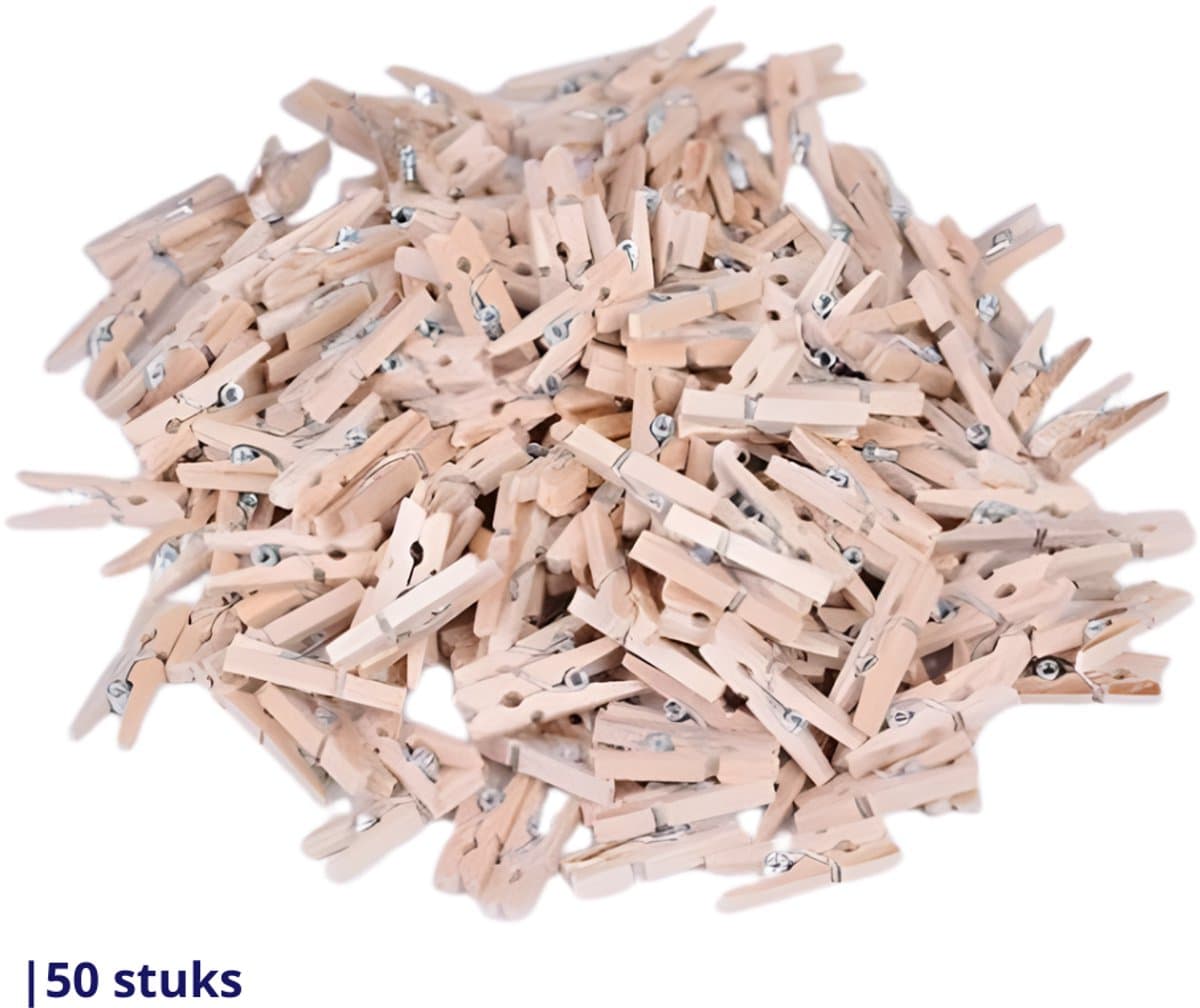 Knaak Mini Wasknijpers 50 stuks - 2.5 cm - Hout - Fotoknijpers - Voor Knutselen, Decoratie & Foto’s — afbeelding 1