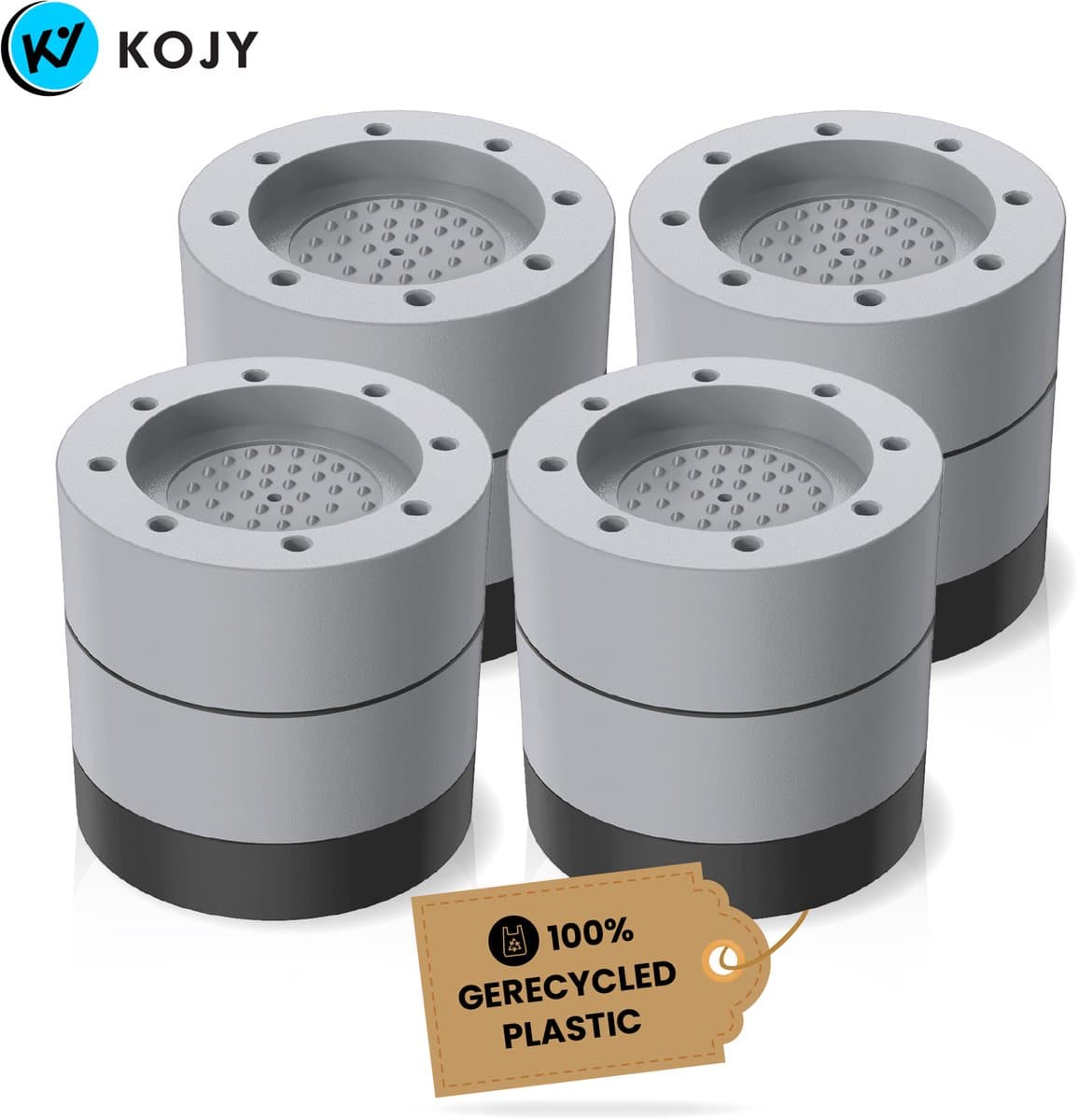 KOJY Wasmachine Trillingsdempers - Verhoger - 8 Stuks - Stapelbaar - Grijs - voor Wasmachine en Wasdroger — afbeelding 1