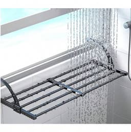 Uitschuifbare droogrek voor kleding - Veelzijdige washanger van koolstofstaal, verstelbaar van 38 tot 55 cm, droogrek voor kleding, schoenenrek, hangend aan de deur, badkamer, vensterbank, leuning, balkon — thumbnail 1