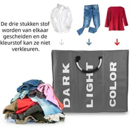 1 stuk - vuile wasmand - Oxford stoffen draagbare opvouwbare opbergzak voor diversen, grote capaciteit draagbare wasmand met aluminium ring - grijs — thumbnail 3