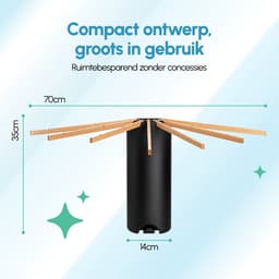Premium Wanddroogrek inklapbaar - Wasrek Hangend Droogrek - Wasrek muur - Hangdroogrek - Zwart - 6 Meter Drooglengte — thumbnail 3