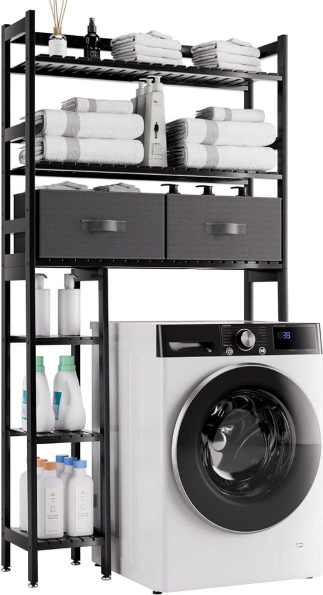 Wasmachine Ombouw - Opbouwmeubel - Kast Wasdroger - Meubel - Zwart — afbeelding 1