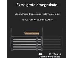 Ynkkvre-Opvouwbaar Droogrek – Verstelbaar 42-72 cm – Stevig Roestvrij Staal – Ruimtebesparend en Energiezuinig – Voor Binnen en Buiten