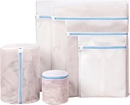 ATTREZZO® Waszak - set van 6 - diverse maten - met rits - Wit - Wasnet - Wastas - Ideaal voor lingerie - BH - kwestbare kleding — thumbnail 1