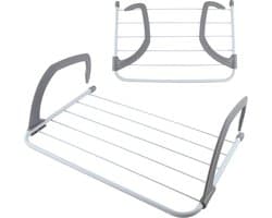 Wasrek / Droogrek voor aan Verwarming / Bad / Deur - 51 cm - Wasrekken - Wassen/kleding drogen - Droogrekken - Waslijnen - Grijs