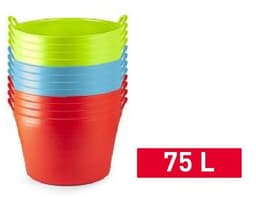 Plasticforte Flexibele kuip of emmer - rood - 75 liter - stevig kunststof - 58 x 55 cm - Afvalbak - Wasmand - Opbergmand - Extra groot — thumbnail 2