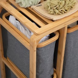 HOMCOM - Wasmand - Bamboe - Polyester - 50x32x69,7 cm - Natuur - Grijs — thumbnail 4