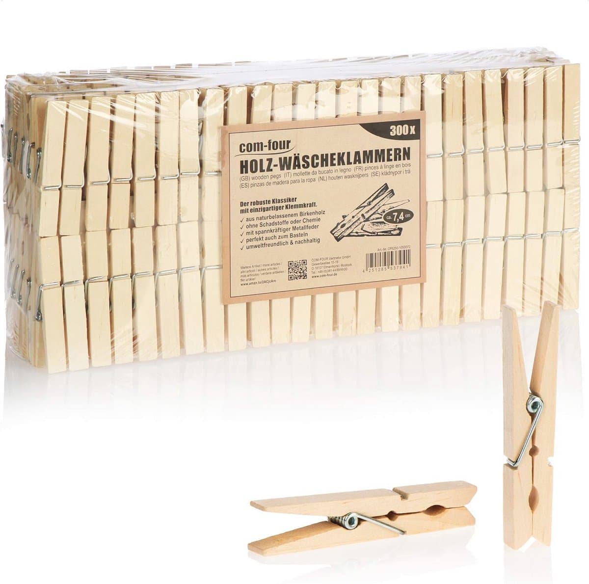 Houten Wasknijpers van Berkenhout - Duurzame en Natuurlijke Wasknijpers (300 stuks) — afbeelding 1