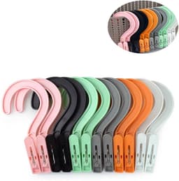 Kledinghangerklemmen - 12 stuks - ruimtebesparende hangers - hangers met clips - antislip - kledingorganizer - wasknijpers van kunststof - draagbare antislip kunststof hangerklemmen - voor kleding, gordijnen, badhanddoeken — thumbnail 1
