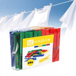 KADAX wasknijpers, 20 x knijpers van robuuste kunststof, kleurrijke sokklemmen, windbestendige klemmen voor binnen en buiten (groen-geel-rood-blauw) — thumbnail 2
