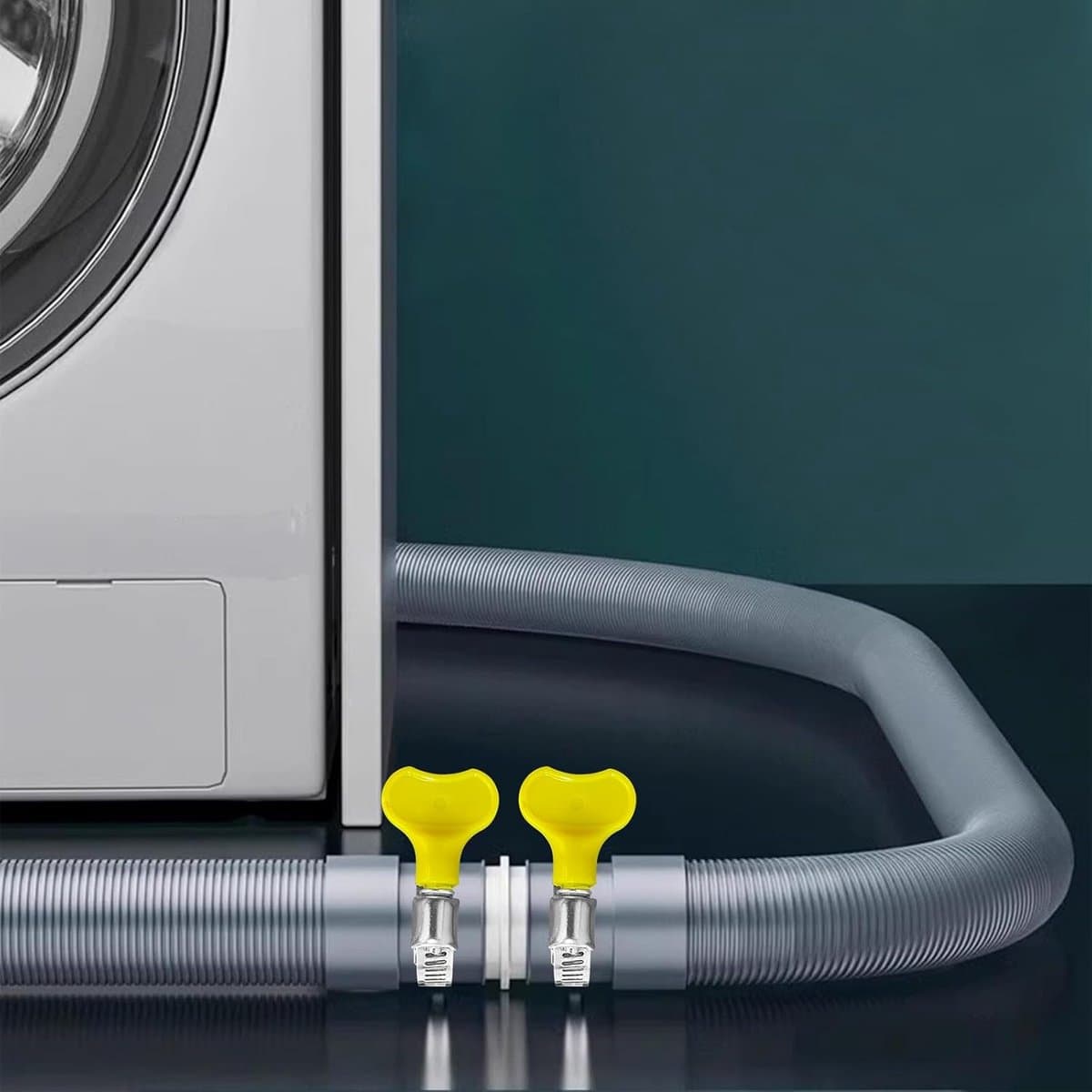 Afvoerslang voor wasmachine - Universele afvoerslang - Verlengslang voor afvoerslang - Verdikt en dik - Volautomatische ventilatorslang - 1 m universele verlengslang voor afvoerslang - met aansluitklem en adapter — afbeelding 1