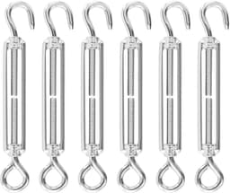 Allecto Plus - 6 stuks M5 verstelbare spanslot haken en ogen van roestvrij staal - 122 mm - draadspanner kabelspanner - voor zeilen waslijn - duurzaam en praktisch — thumbnail 1