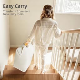 Wasmand - Waterdichte wasmand - Grote opvouwbare wasmand - Met versterkte houten handgrepen - Wasmand - Opbergmand voor vuile was - Geschikt voor wasgoed, badkamer - 40*30*60cm - Beige — thumbnail 5