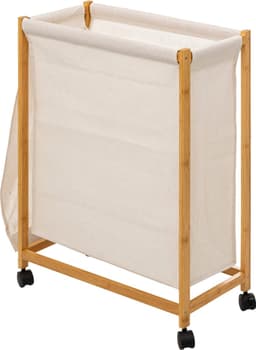 5Five Bamboe Wasmand op wieltjes 52L - 55x28x80cm - Beige — thumbnail 2