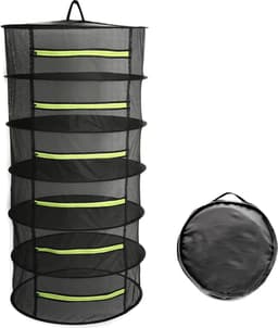 Droognet Kruiden - Kruiden Droogrek - Hangend Plantendrogernet - 2ft Zwarte Inklapbare Gaasbakken (6 lagen) — thumbnail 1