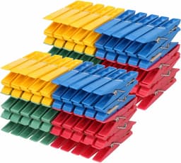 Wasknijpers set - 250 stuks - gekleurd - kunststof - 7 cm - was ophangen - Wasgoedknijpers — thumbnail 1