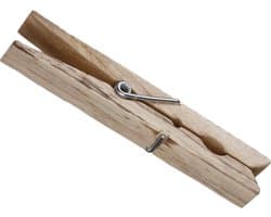 5five Wasknijpers - 24x stuks - hout - naturel - 9 cm - Was ophangen - Was knijpers