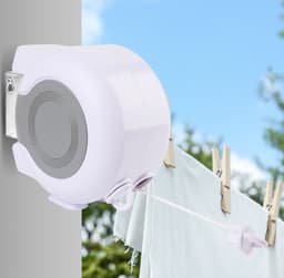 Professioneel Uitrekbare Waslijn - Drooglijn - Uittrekbare Wandgemonteerde Waslijn van 26 meter (2x 13m) - Duurzaam, Automatisch Intrekbaar, Geschikt voor Balkon, Tuin en Wasruimte — thumbnail 4