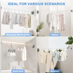Pull-out Clothesline, 4.8m Non Sagging, Retractable Clothesline, Wall Mounted, Stainless Steel Rope, Retractable - ShopVlot — thumbnail 4