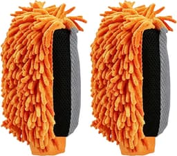 Autowashandschoenen van microvezel – 2 autowashandschoenen van badstof, zacht, krasbestendig en streepvrij, ideaal voor het wassen van de auto, drogen — thumbnail 3