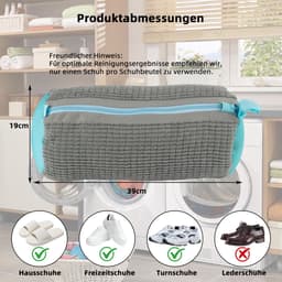 VHV - Waszak voor schoenen - 2 stuks - Schoenwaszak voor wasmachine - Waszak tegen vervorming - Met Rits - Chenille materiaal - 360° uitgebreide reiniging - Herbruikbaar — thumbnail 4