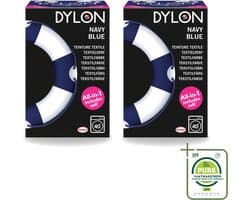 2 x Dylon - Textielverf - Navy Blue - All-in-One - Inclusief Zout - 350g - Grootverpakking - Vaatwasstrips - Textielverf - Kleding Verven - Kleurstof - Katoen Verven - Stof Verven