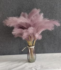30 stuks kunstmatig pampasgras lila (55 cm) – Flauwe droogbloemen decoratie voor vaas – Boho kunstbloemen & kunstplanten voor woonkamer, tafeldecoratie & bruiloft (klein, pluisvrij) — thumbnail 3