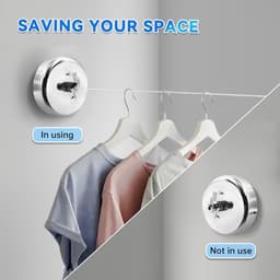 2PACK Intrekbare Waslijn SUS304 Waslijn Wasdroger met Verstelbare Touw String Hotel Stijl Wandmontage 2.8M/9.2Ft — thumbnail 4