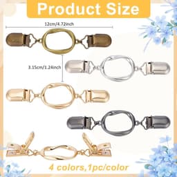 4 Stks Taille Cincher Clips Ovale Jurk Clip Terug Cinch 4 Kleuren Trui Sjaal Vest Kraag Broek Metalen Aansluiting Tie Clips 120mm Lang voor Sjaal Vest Kleding Dragen Present — thumbnail 4