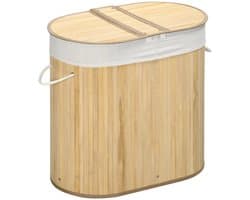 Wasmand - 100 liter - Afneembare wasbank - 62,5 x 37 x 60,5 cm - Naturel en wit