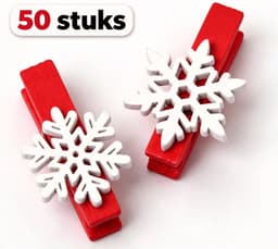 Mini Knijpers Kerst - 50 Houten Knijpertjes Kerstkleuren - kerst accessoires - kerst versiering - decoratie kerst - Voor foto's, fotowand, ansichtkaarten, brieven, kerstversiering — thumbnail 1