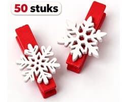 Mini Knijpers Kerst - 50 Houten Knijpertjes Kerstkleuren - kerst accessoires - kerst versiering - decoratie kerst - Voor foto's, fotowand, ansichtkaarten, brieven, kerstversiering